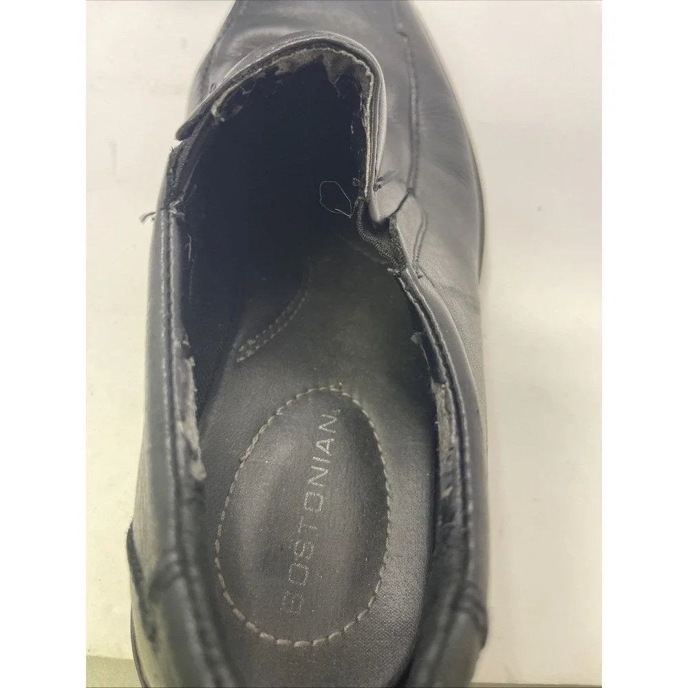 Bostonian Mens 9M Dress‎ Black Leather Square Toe Slip Ons Shoes